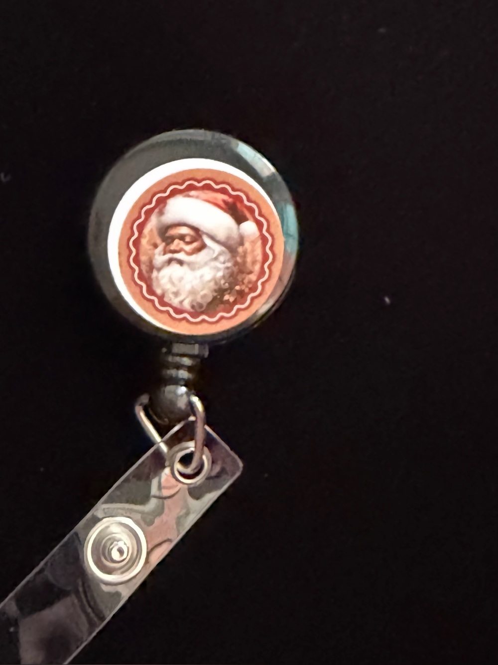 Santa Badge Reel Retractable ID Holder - Red Accent
